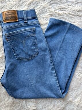 Vintage Levis Gold Orange Tab Action Crop Ankle Denim Jeans 70s USA Sz 32 Short